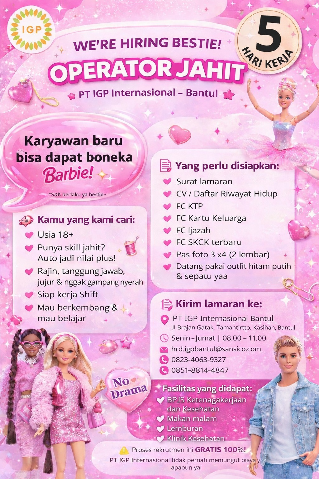 Poster lowongan Operator PT IGP Internasional Bantul